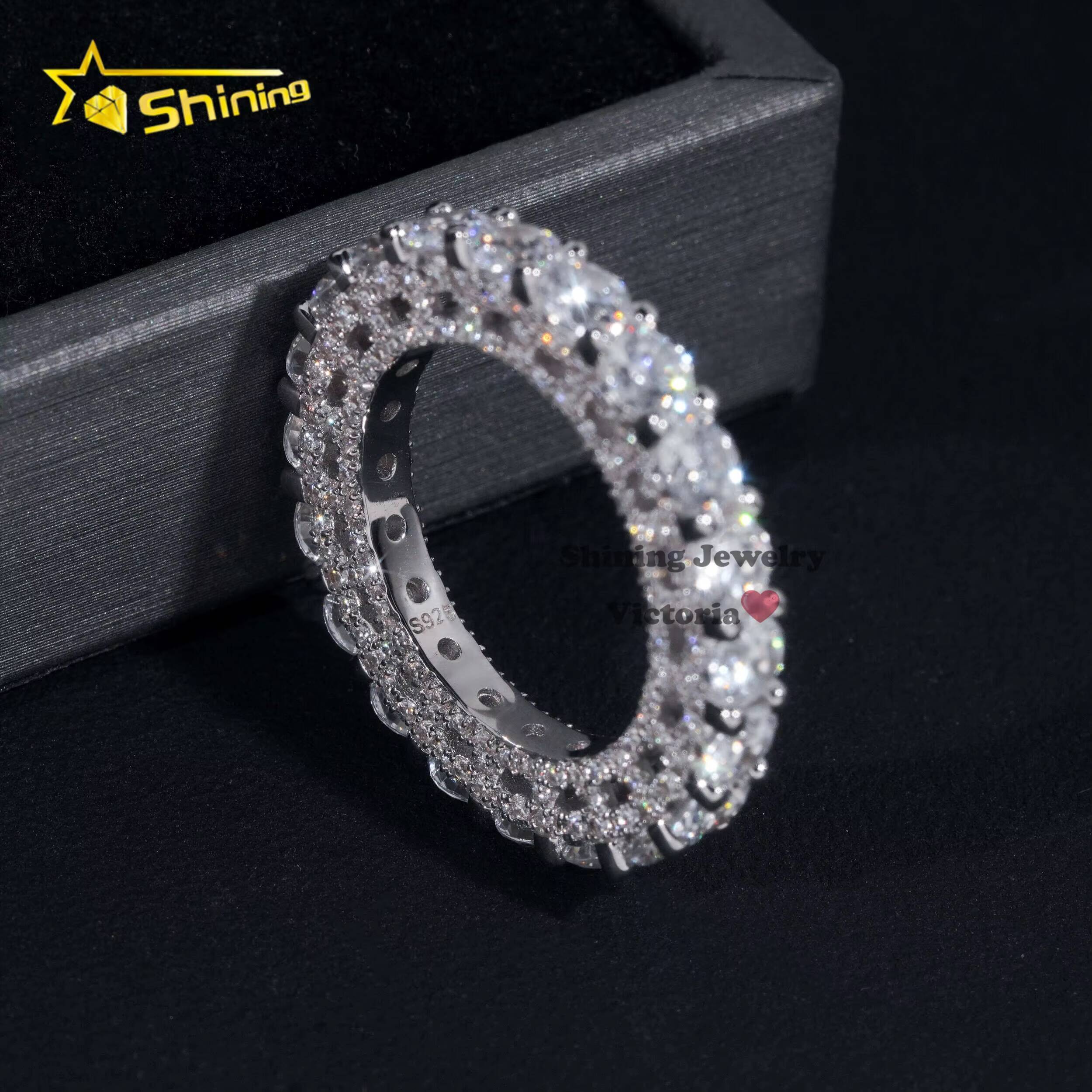 Charms Fine Jewelry Rapper Style 10K Real Gold VVS Moissanite Diamond 4MM Eternity Band Ring