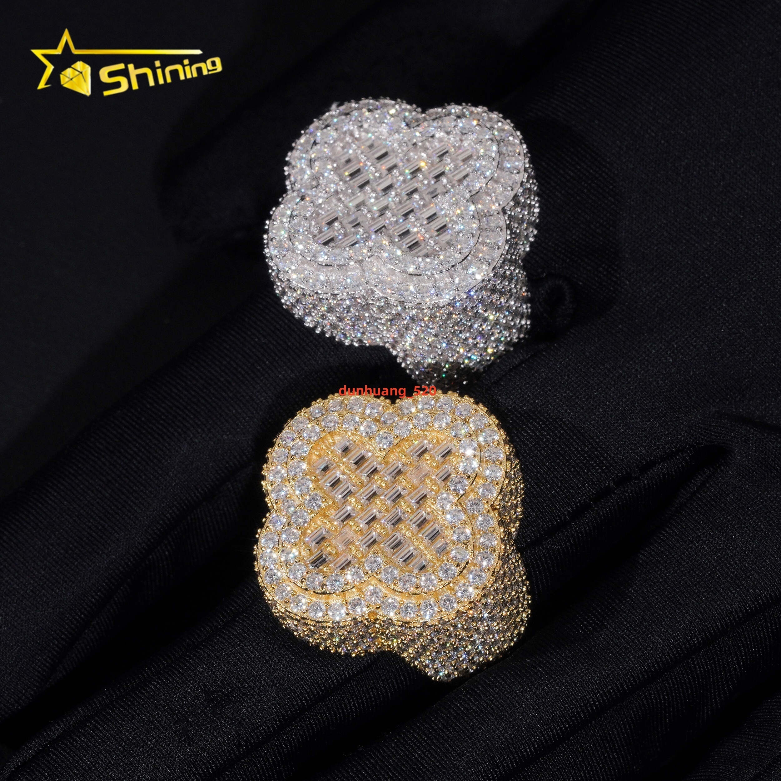 New GRA Certificate 925 Sterling Silver Gold Plated Fine Jewelry Iced Out VVS Diamond Cross Moissanite Hip Hop Ring Men Ring