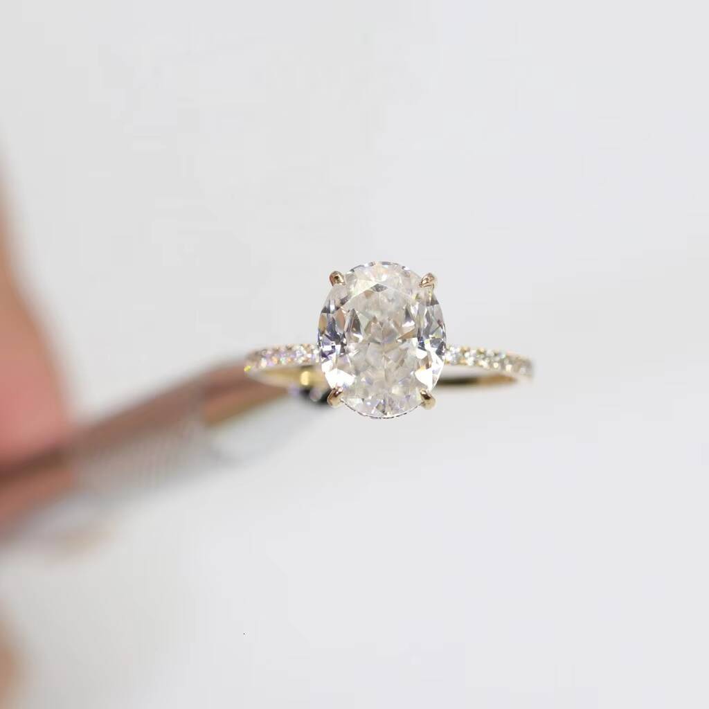 5ct 9x11mm Oval Shape Ice Cut Moissanite Ring Solitaire 14K18K Gold IGI Certified Engagement Wedding Ring