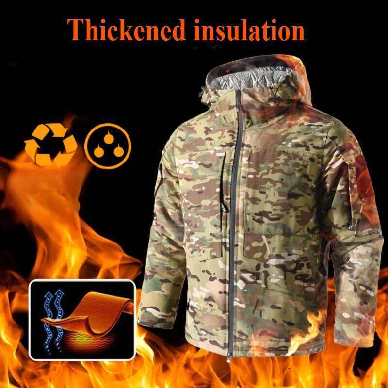 Camouflage Tooling Mens Hooded Parkas Thickened Winter Durable Multiple Pockets Outdoors Working Cotton Jackets Warm Windbreaker
