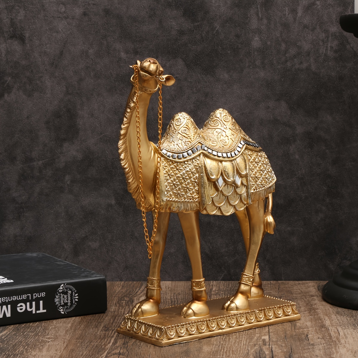 Designer Luxury Golden Camel Statue: Resin Decorative Home Accent for Indoor Use - Suitable for Various Room Types -Perfect for Thanksgiving
