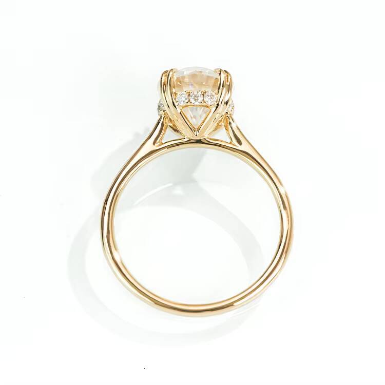 Goldleaf 14K Yellow Solid Gold Engagement Wedding Ring Oval Cut Moissanite Classic Style Claw Setting Women