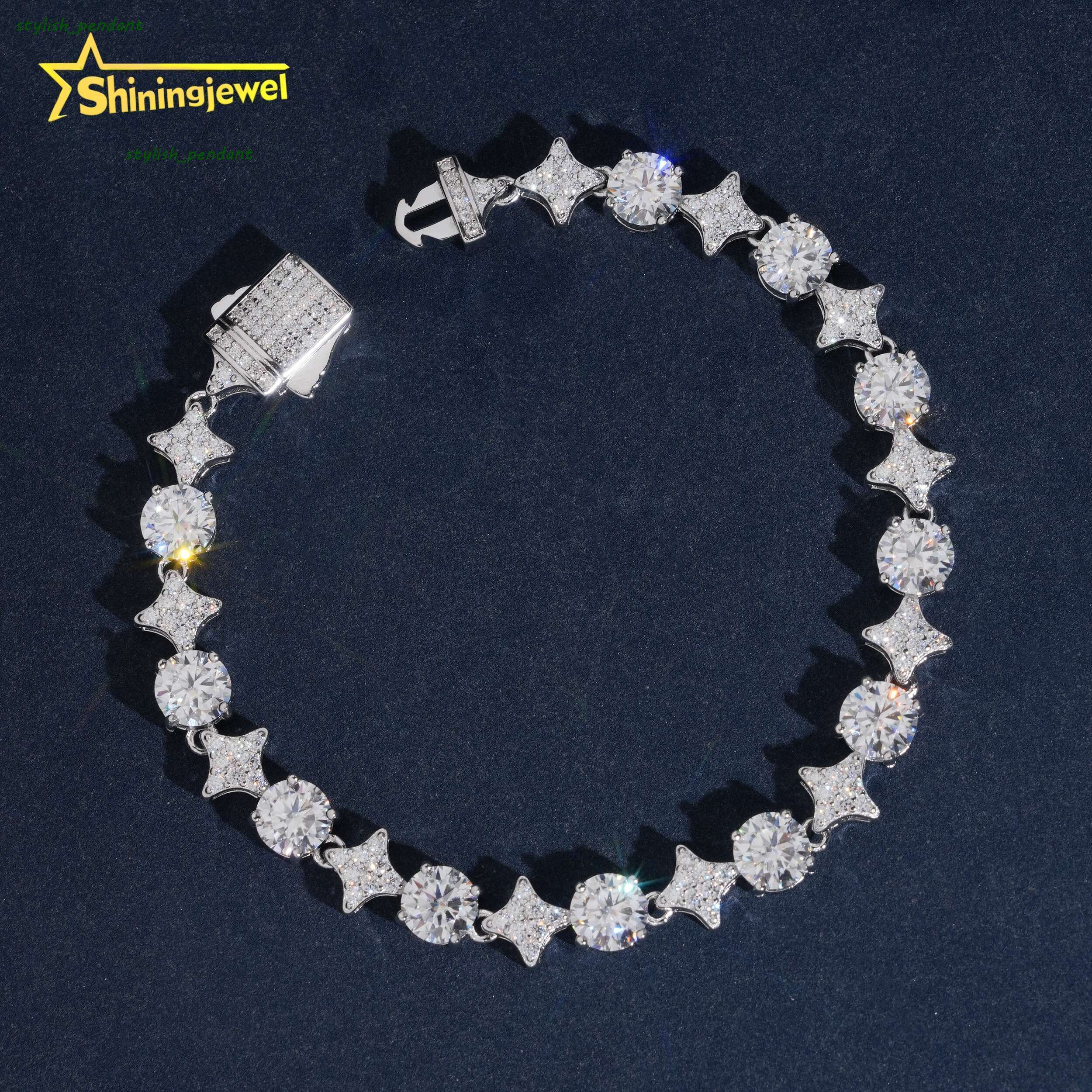 Custom 925 Silver Bracelet Fine Jewelry VVS Moissanite Tennis Bracelet GRA Certificated Iced Out Moissanite Bracelet Men