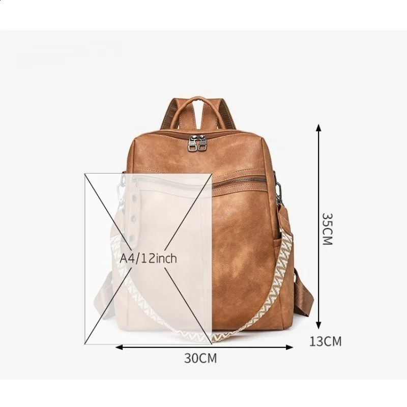 2025 New Autumn and Winter Womens PU Leather Waterproof Fashion Retro Large Capacity Travel Antitheft Backpack Shoulder Bag 251028