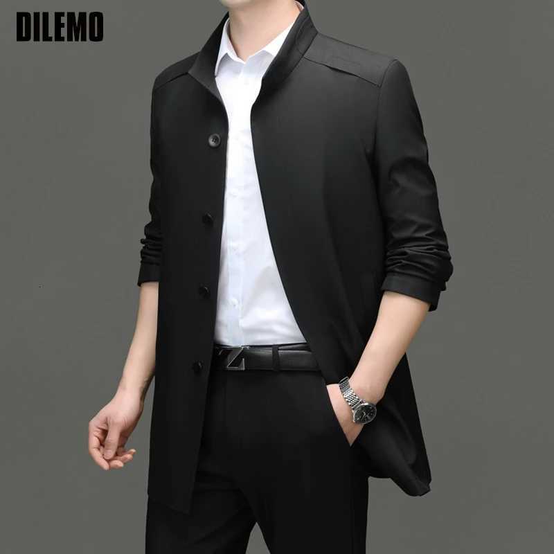 High End Anti Wrinkle Business Casual Fashion Trench Coats Spring Slim Fit Turndown Collar Overcoat Long Jacket Outercoat X2510281