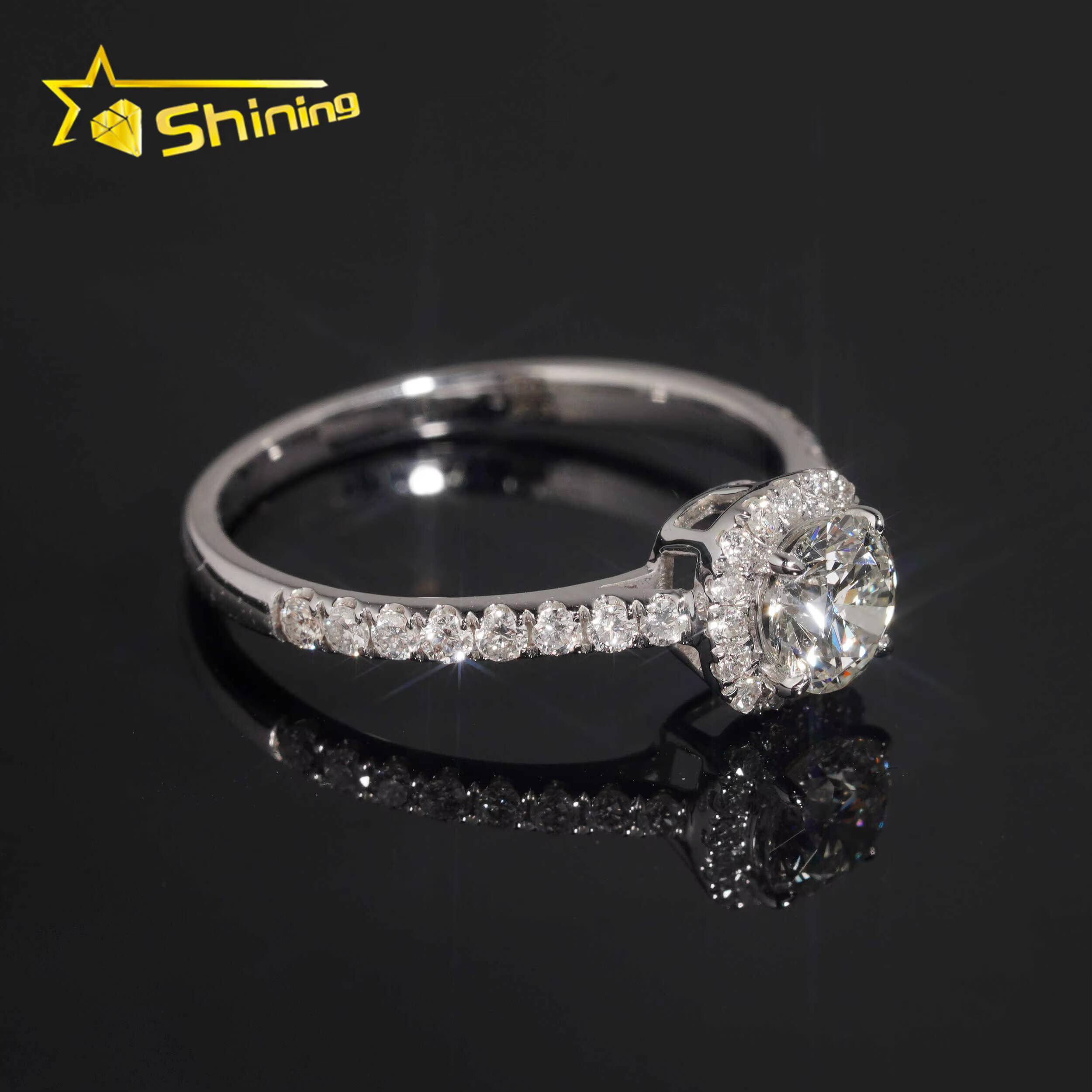 Lab Grown Diamonds Engagement Rings 925 Sterling Silver Gold Plated Cluster Round Cut 5mm Lad Diamond Wedding Ring