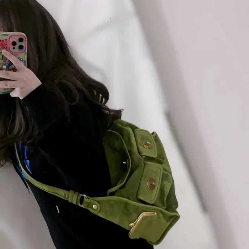 Casual Cmuter Large Capacity Suede low Bag Single Shoder Crossbody Bag Vintage Style Polter Lining Zipper Closure H251028