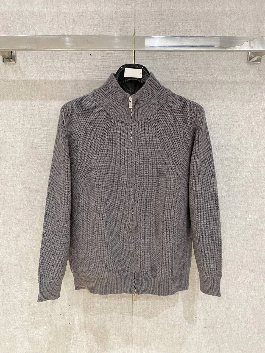 LP Stand-Up Collar Zipper Casual Warm Loose Knitted Sweater Jacket