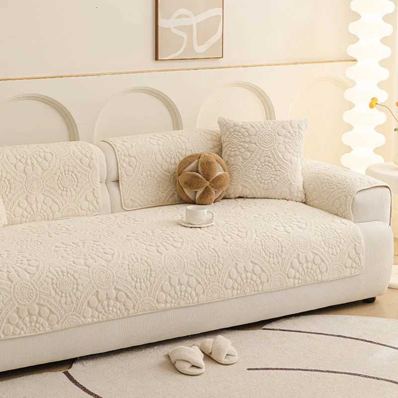 HighEnd Thickened Flower Jacquard Sofa Cover Solid Soft AntiSlip Cushion for Living Room Autumn and Winter Warm Sofa Towel C251028