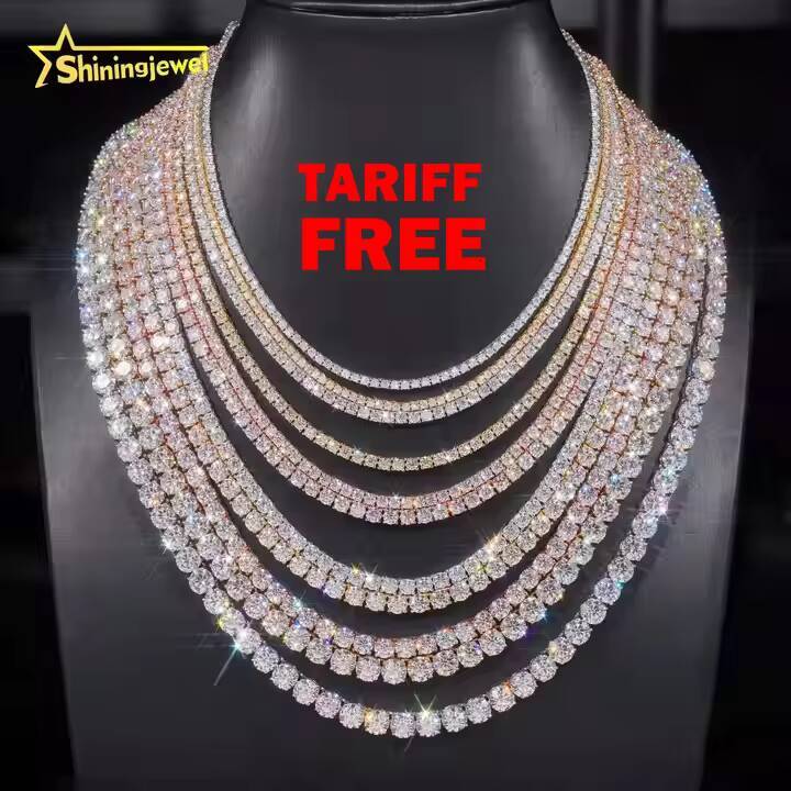 Cheapest Price Bulk in Stock VVS Moissanite Pass Diamonds Test Gold Plated Sterling Silver 925 Tennis Chain Iced Out Jewelry