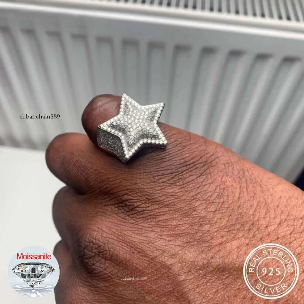 Men Trendy Moissanite Rings S Sterg Sier Good Quality Bg Ice Out Hip Hop Punk Ring Cuban k Finger Jewelry