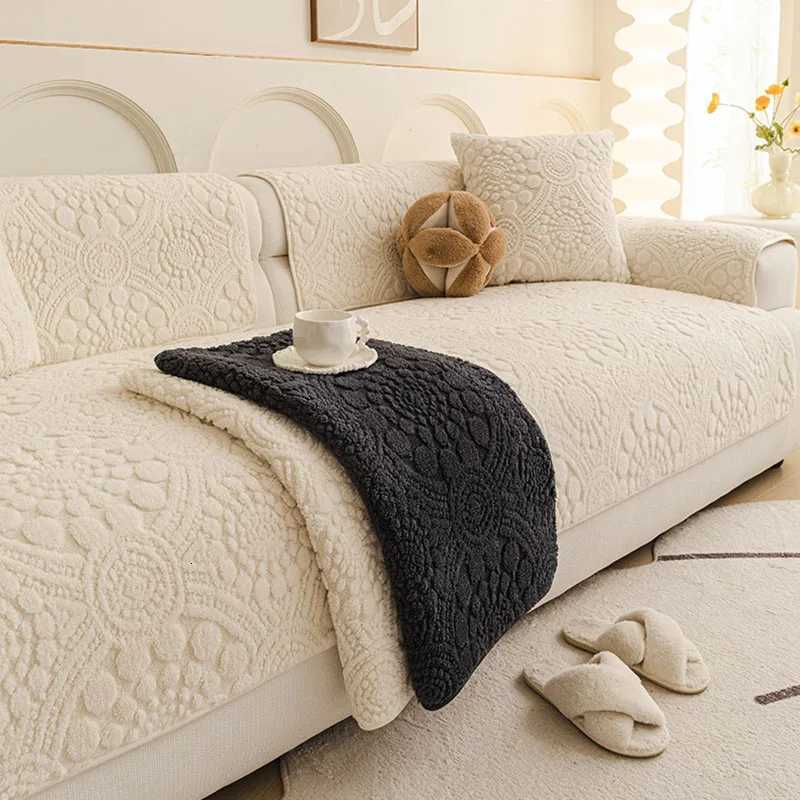 HighEnd Thickened Flower Jacquard Sofa Cover Solid Soft AntiSlip Cushion for Living Room Autumn and Winter Warm Sofa Towel C251028