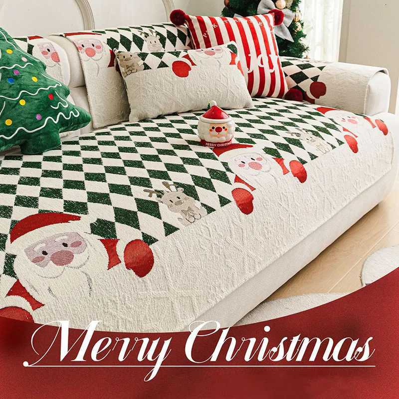 Christmas Thick Checkered Printed Sofa Cushion Comfort NonSlip Couch Covers for Living Room Holiday Atmosphere Home Accessories C251028