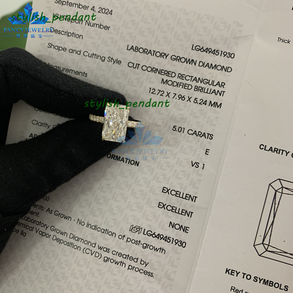 Custom 14K 18K Gold 2CT 3CT 5CT Radiant Cut D VS1 VVS1 IGI Certified Lab Grown Diamond Engagement Wedding Ring for Women