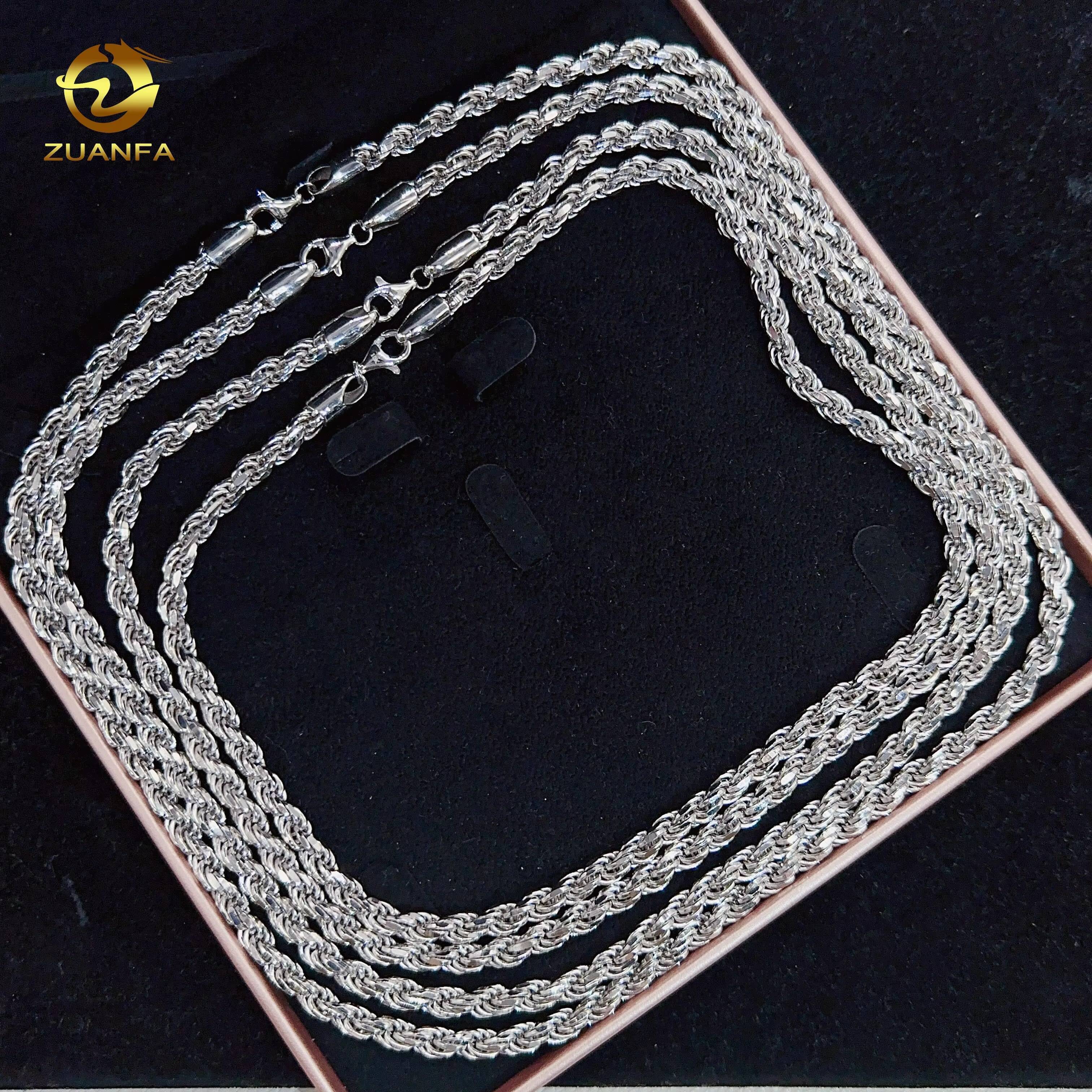 Moissanite Hip Hop Jewelry 6mm 925 Sterling Silver Rope Chain VVS Diamond Chain for Menwomen