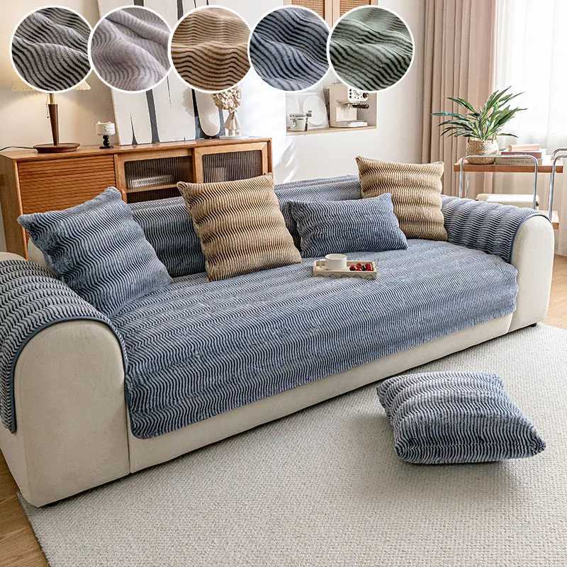 1PCRabbit Plush Sofa Cushion AutumnWinter Thickened Warm Cushion 2025 New Winter Plush Ripple Sofa Cushion C251028