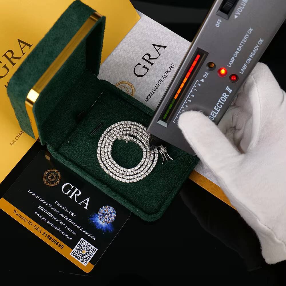 Stocks Fine Jewelry Moissanite Tennis Necklace 925 Silver Round Shape 2mm Tennis Chain Hip Hop Fashion Jewelry for Gift