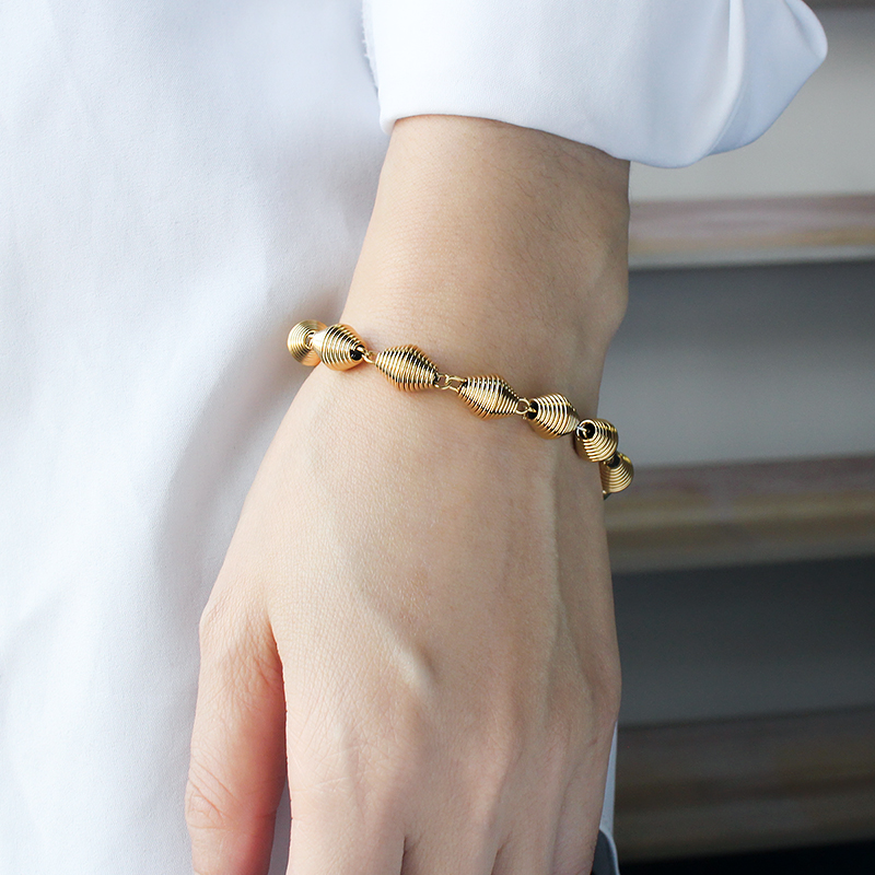 High Quality Stainless Steel Bracelet Jewelry Gold Threaded Chain 18k Gold Plated Adjustable Men Women Buckle Bracelet