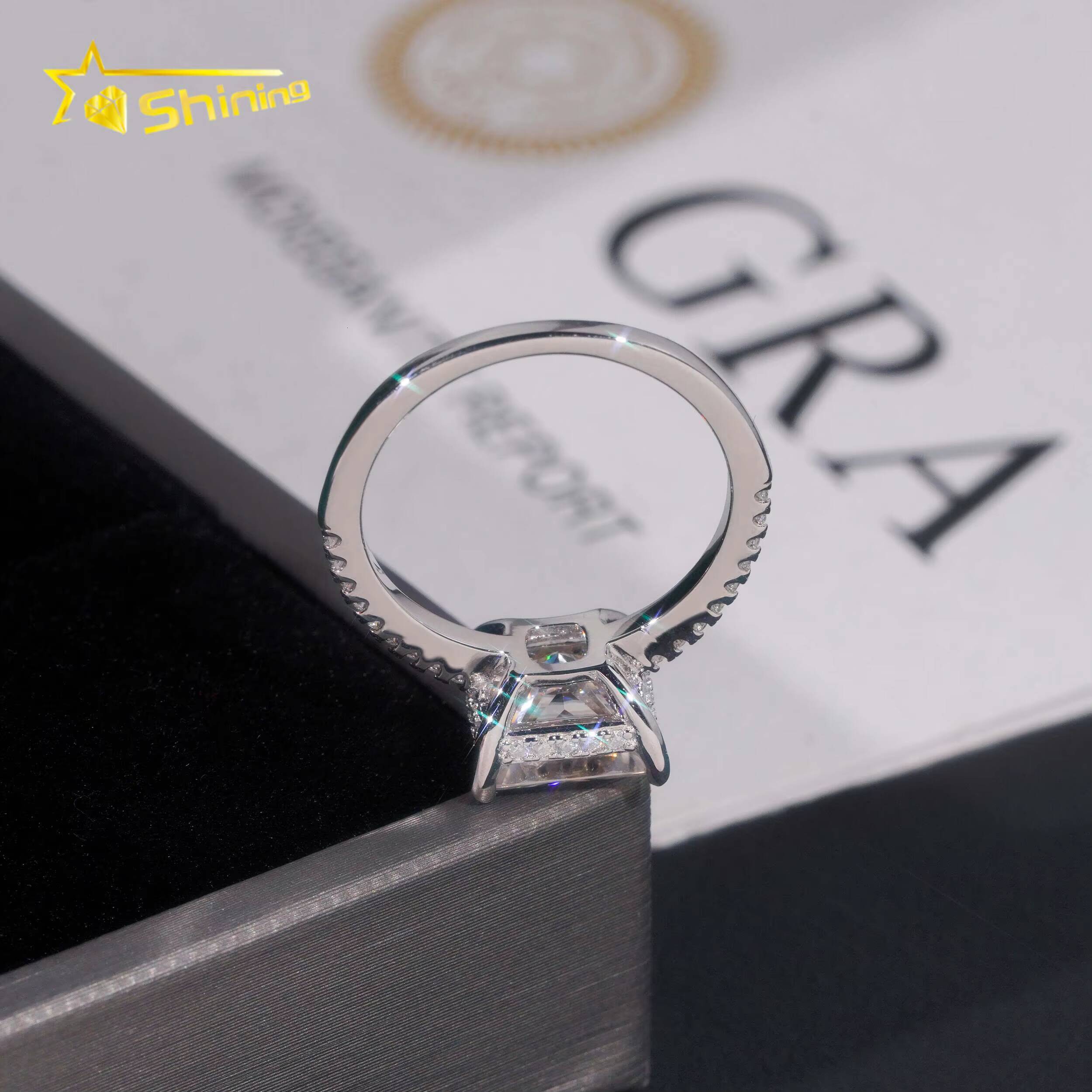 Hot Selling VVS Princess Cut Moissanite Ring Custom 925 Sterling Silver Iced Out Diamond Rings Women Eternity Wedding Ring