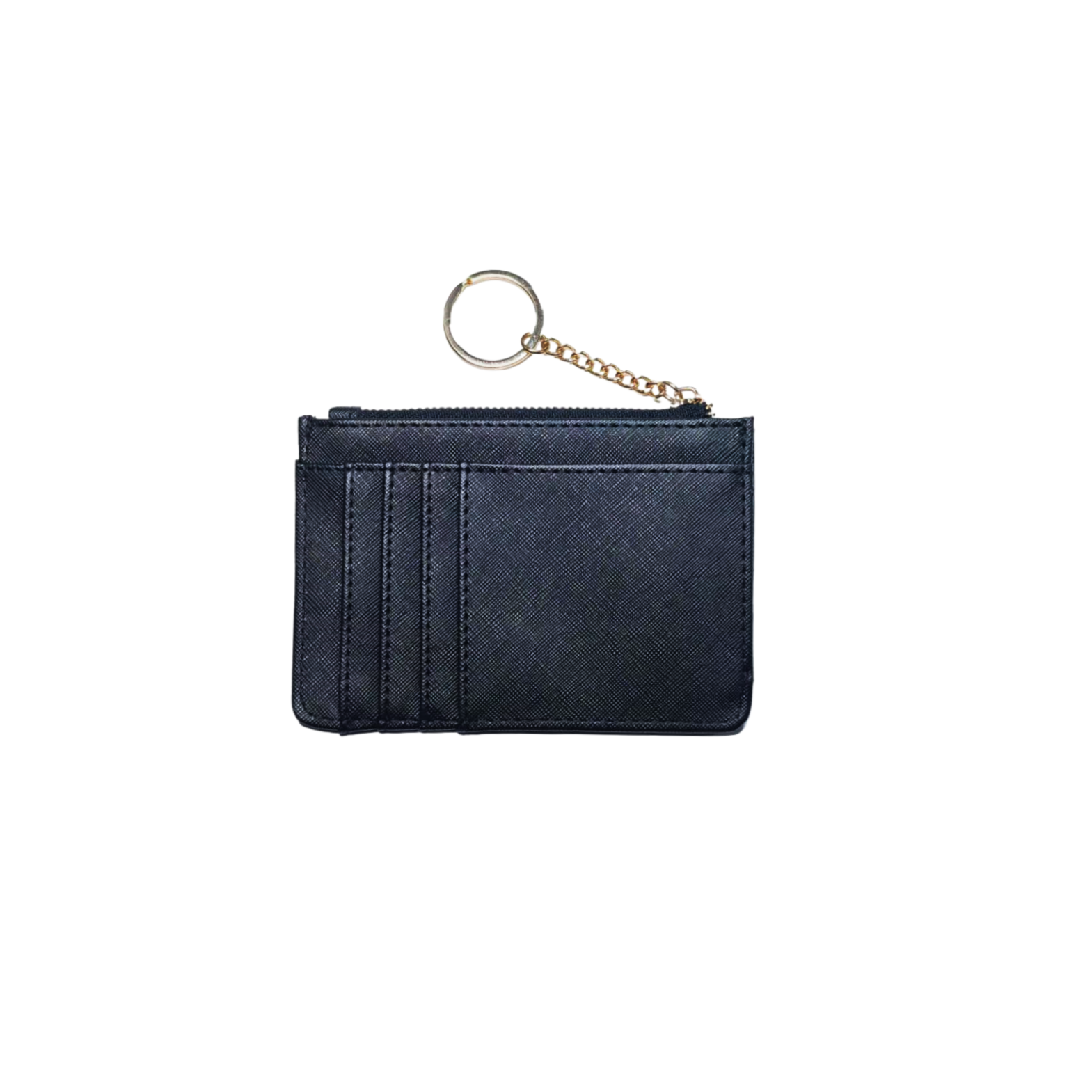 Wallets Women's Purple Saffiano Card Holder with Keychain - Mini Zipper Coin Purse, Multi-Card Slots Slim Wallet for Daily Essentials & Key Organ