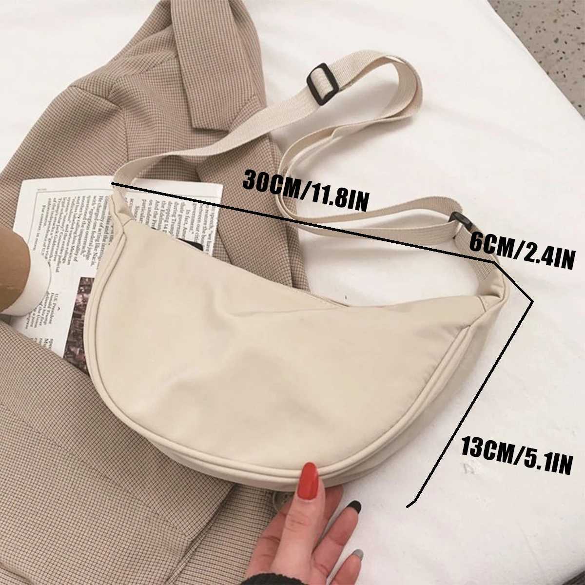 1 Pc Womens Minimalist Nylon Crossbody Bag Adjustable Strap Zipper Hobo Bag Lightweight Portable Purse For Daily UseTravelW251028