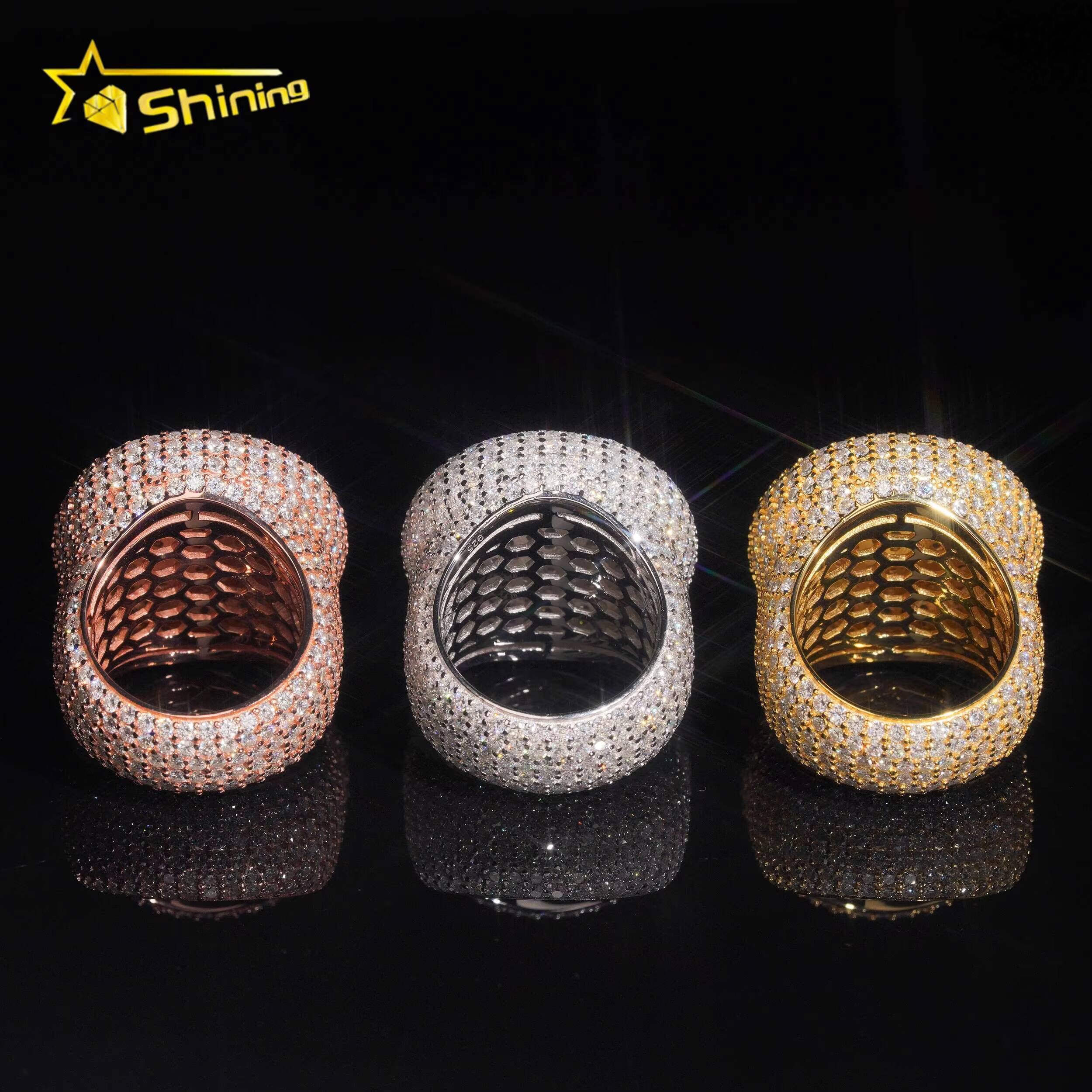 Pass Diamond Tester High Quality 925 Silver Fine Jewelry Fully Iced Out Hip Hop Ring Big Pinky Moissanite Mens Ring