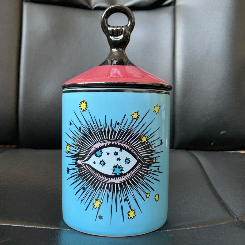 Creative Ceramic Handmade Big Eye Plate and Candle Holder Jar Makeup Jewelry Storage Tray Fruit Candy Dish Trays Decorative Art