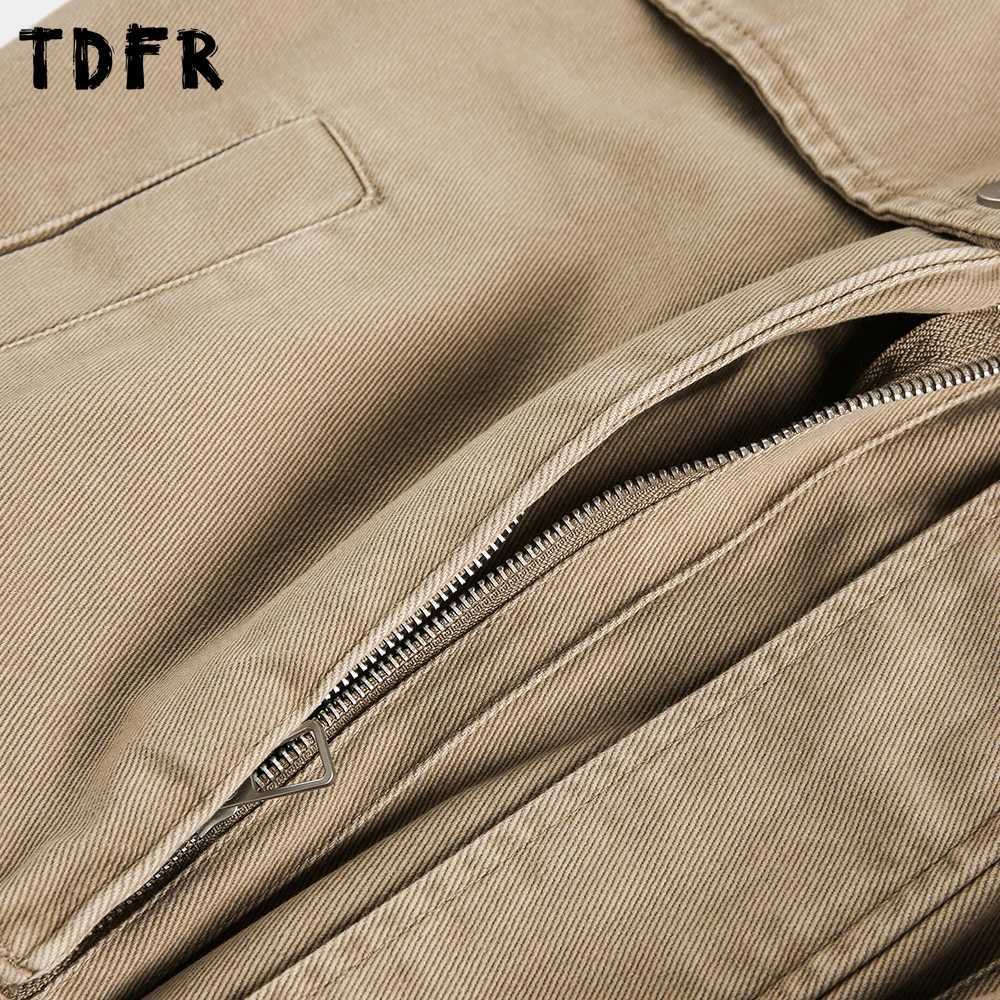 Pocket Cargo Jacket Mens Zipper Decoration Autumn Retro Casual Stand Collar Long Sleeve Spliced Outerwear Man J251028