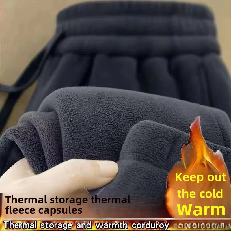 DoubleSided Zippered Fleece Pants For Men Thickened Winter Warm Sweatpants Casual Loose Fit Outerwear Trousers 251027