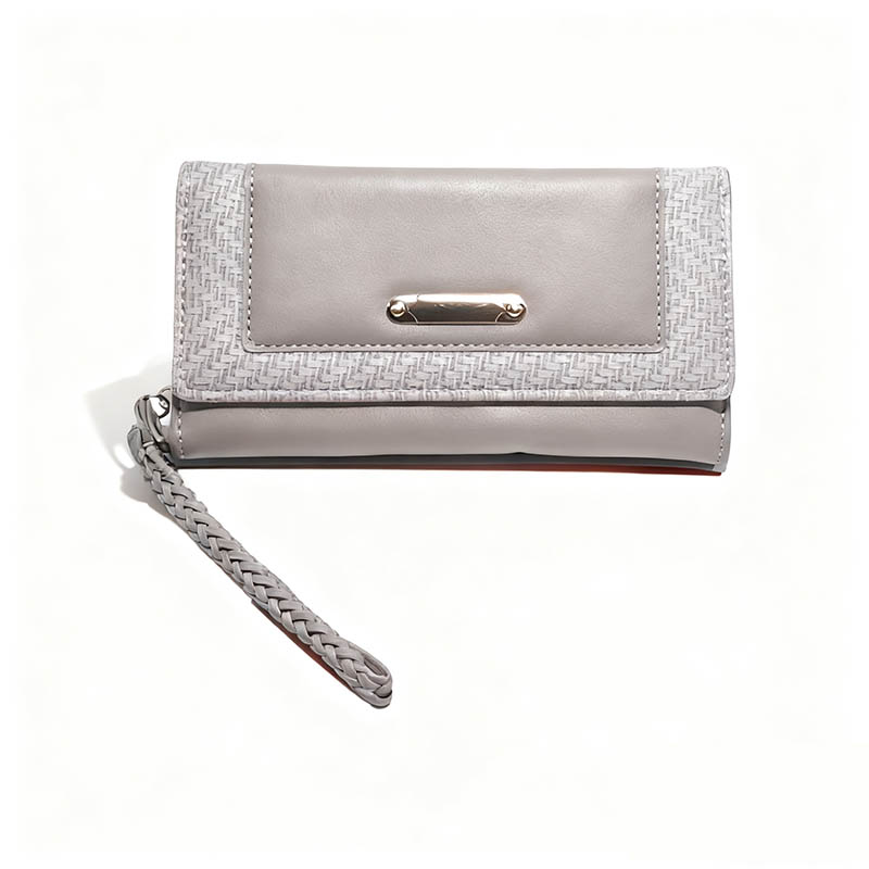 Wallets Women's Red Leather Clutch Wallet with Wristlet Strap - Textured Weave Detail, Gold Accent, Large Capacity Trifold Purse for Daily & Even