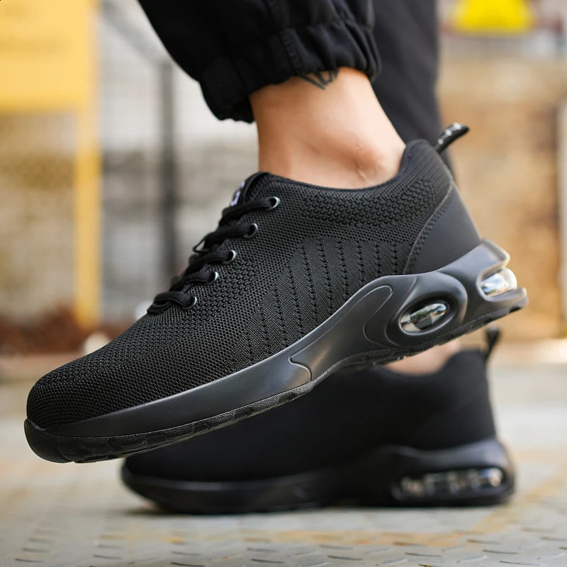 Men Safety Shoes Antismash Antipuncture Work Shoes Mesh Breathable Lightweight Work Sneakers Indestructible Slipresistant 251023