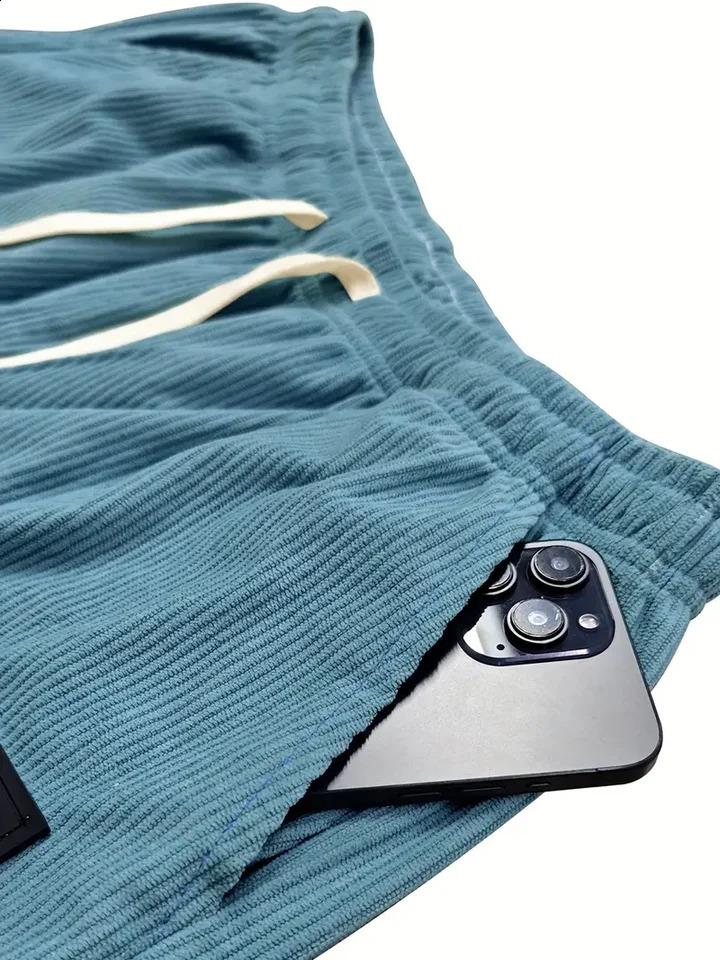 Autumn Winter Mens Casual Pants Striped Corduroy Loose Fashion Cargo Straight Fitness Sports Hip Hop 251027