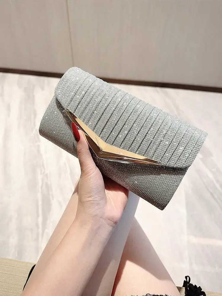 Fashion Ladies Evening Clutch Handbag Wedding Drill Texture Shiny Bridal Party Daily Womens Manual Wrinkles Process Hot H251027