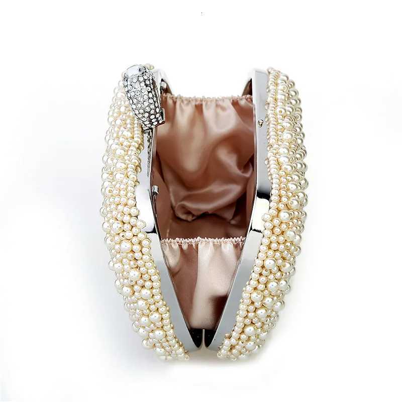 New imitation pearl ring dinner bag handstitched beaded evening bag Ladies fashion highgrade clutch bag Bridal evening bag H251027