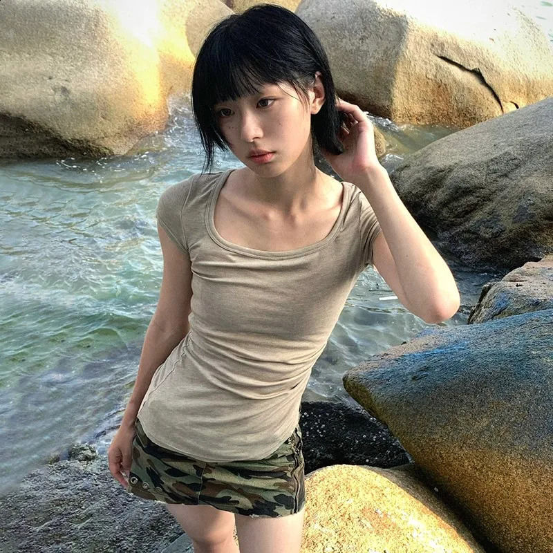 Karrcat Grunge Aesthetics Knitted Tops Vintage Tattoo Print Tee Shirt Punk Irregular Tshirt Gothic Alt Streetwear Y2k 251027