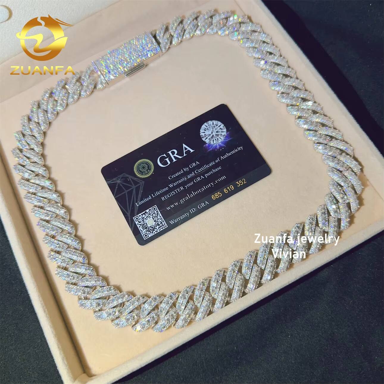 Cuban Link Moissanite 18mm Sterling Silver 925 VVS Moissanite Diamond Iced Out Hip Hop Cuban Link Chain Necklace