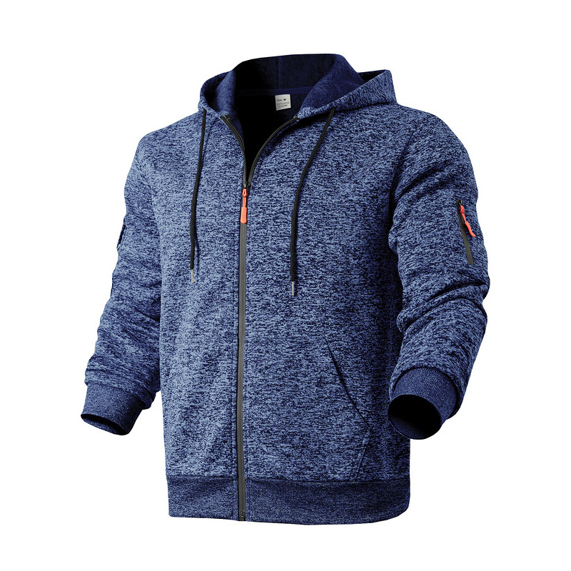 Men's Hoodie Heavyweight Fleece Lined Cation Fabric Workwear Style Zip Up Hooded Sweatshirt Winter Warm Sports Pullover Casual Jacket European Si