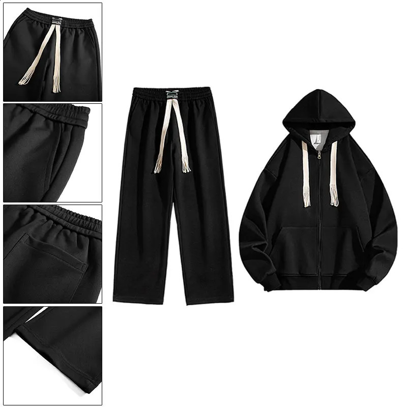 Two Piece Set Running Fitness Casual Comfortable Sports Set Unisex Hooded Jacket Sweatshirt Trouser Men Women Casual Sports Suit 251027