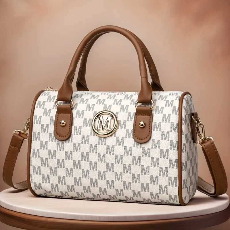 Women Alphabet Shoulder Bag with Golden M Synthetic Faux Leather Small Crossbody Bag for Work Travel Parties and GiftW251028