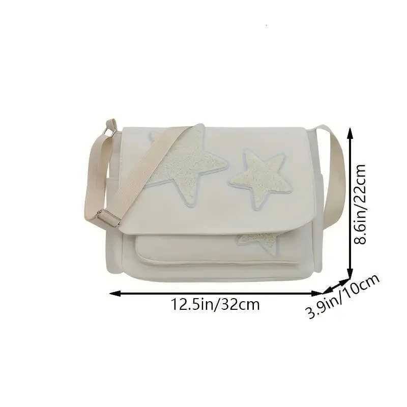Cute Academic Star Print Shoulder Bag Large Capacity Tote for Students Casual Commuter Crossbody Purse 1PackW251028
