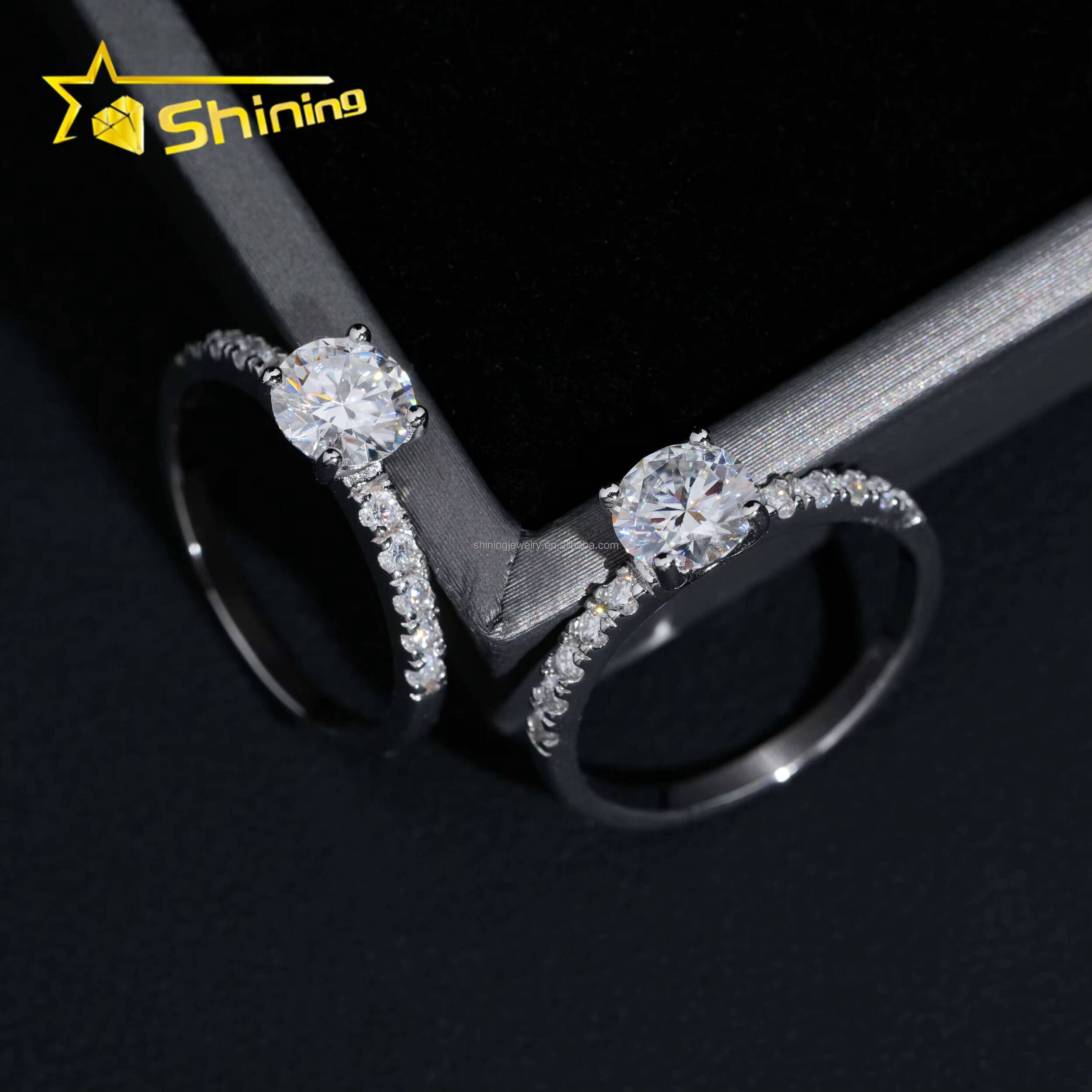 925 Sterling Silver Pass Diamond Tester Women Style Elegant 1Ct Main Stone VVS Moissanite Diamond Engagement Ring With GRA