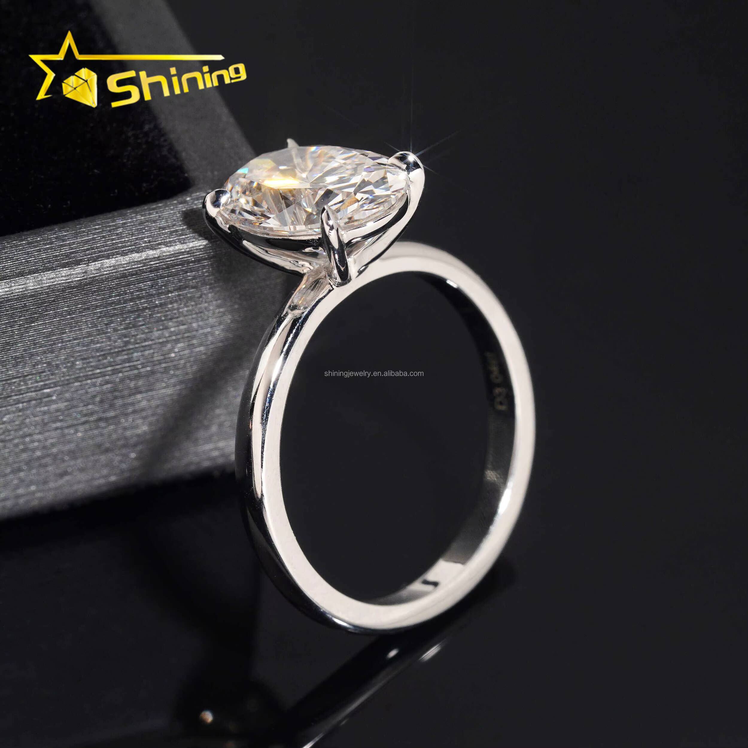 18k White Gold Luxury Bridal Jewelry Customized Fiance 3Ct Oval Crushed Cut Lab Grown CVD Diamond Engagement Solitaire Ring