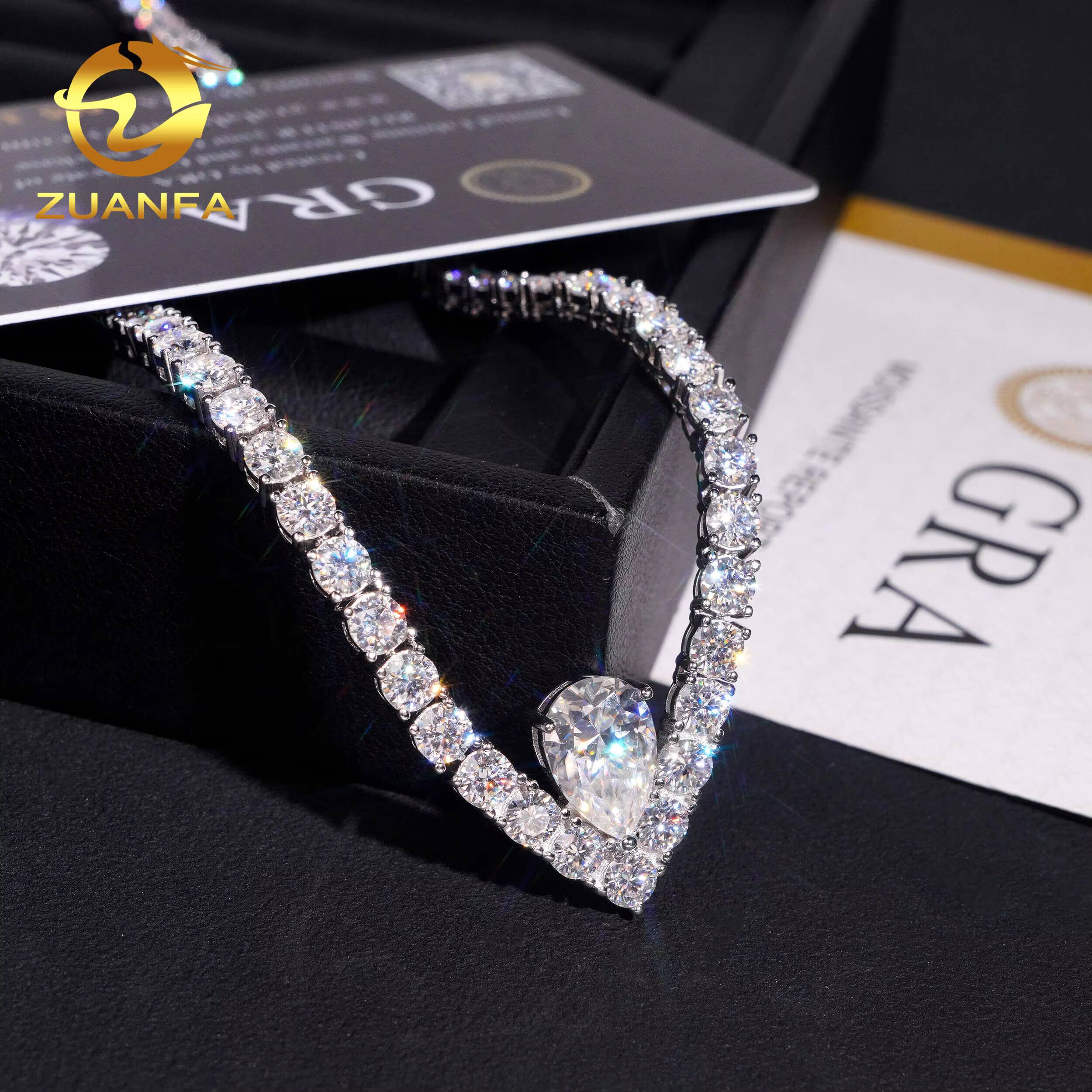 Pass Diamond Tetser 4mm 925 Silver Moissanite Tennis Chain Fashion Hip Hop Jewelry Moissanite Tennis Necklace for Men Women