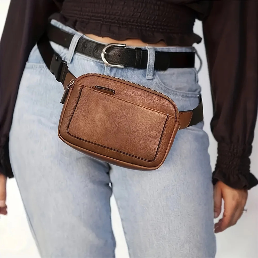 PU Leather Waist Bag Adjustable Crossbody Fanny Pack Waterproof Lightweight Belt Bag for Travel Sports 3 Colors 251023