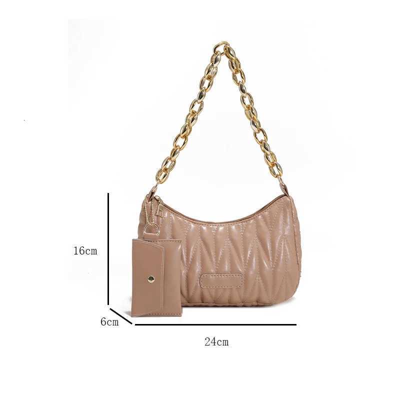 Quilted Ruched Crescent Bag Fashion Chain Shoulder Bag Womens Handbag with Coin Purse for Summer Every DayW251028