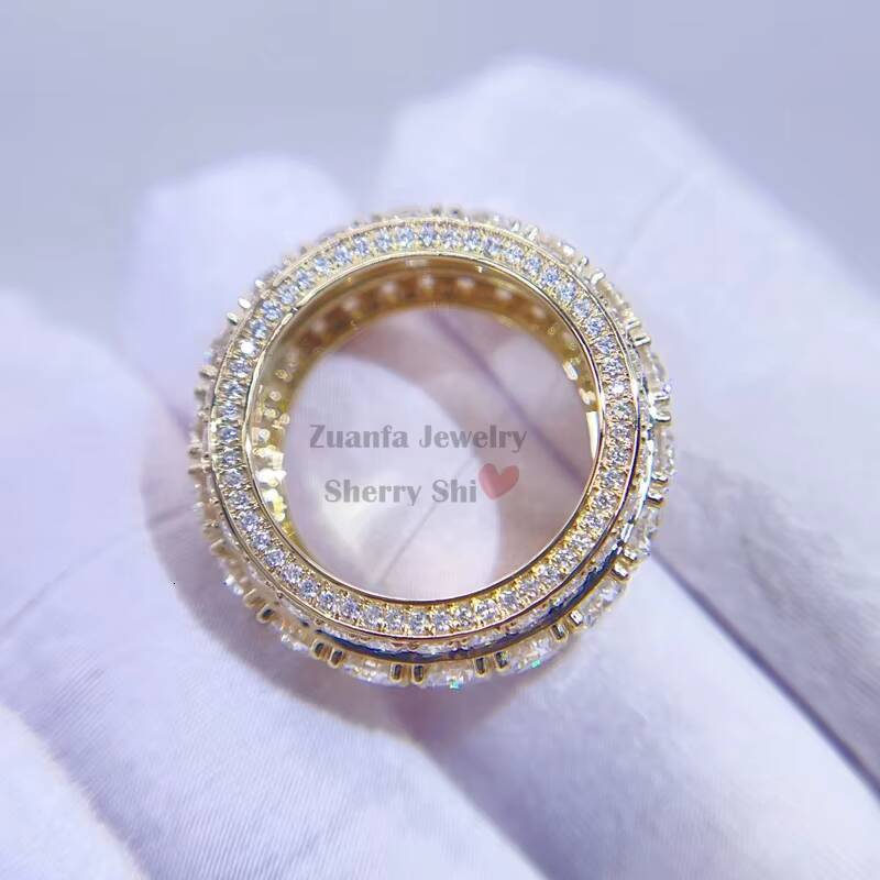 925 Silver 10k 14k 18k Vvs Moissanite Diamond Men Ring Band Gold Eternity Ring