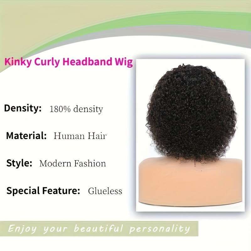 200% Density Brazilian Remy Human Hair Wig - Glueless Headband Deep Wave Sporty Style Rose Net For Women, Natural Look & Secure Fit, All Ethnicities, 