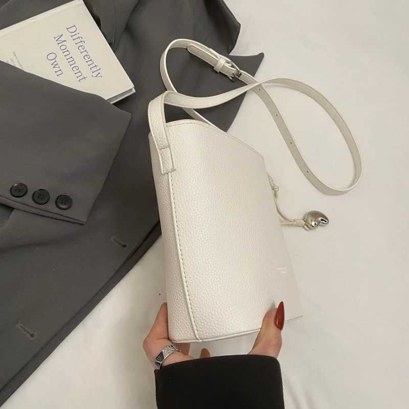 Lychee Pattern Mini Shoulder Bucket Bags For Women Pure Color PU Leather Cross Body Bag With Pendant 2025 Summer Latest HandbagsT251028