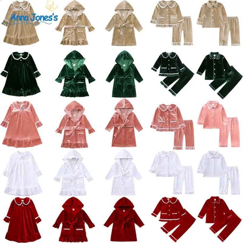 Christmas Family Xmas Children Boy Girl Pyjamas Dress Clothes Sets Customizing Velvet Long Sleeve Kid SleepwearPants Costumes 251023