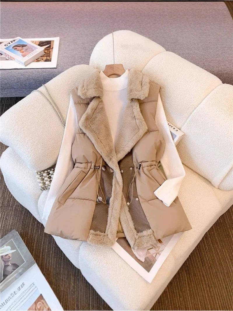 2025 Large Size DoubleBreasted Fur Collar Vest Coat WomenS Winter Fur Cotton Vest Female Vest Jacket Women Waistcoat Coat 251027